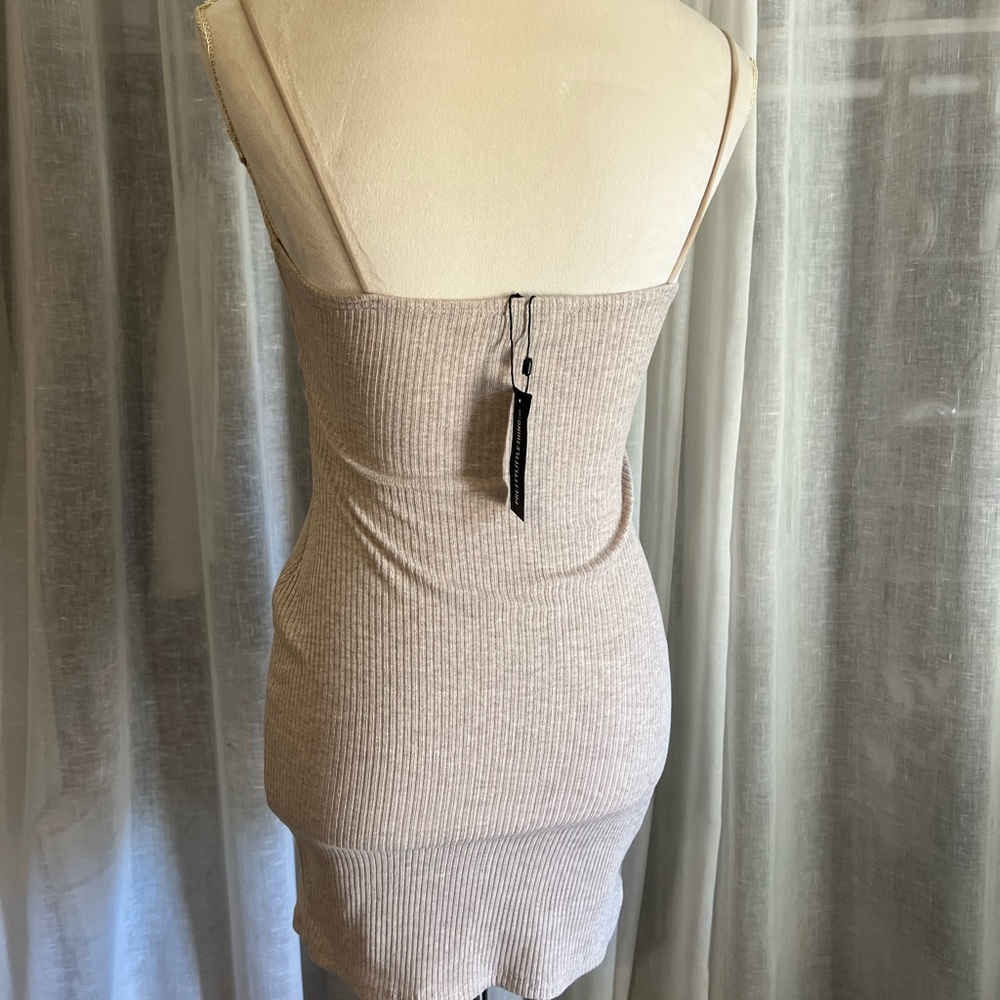 PLT Beige Ribbed Knit Mini Dress - Picture 4 of 4